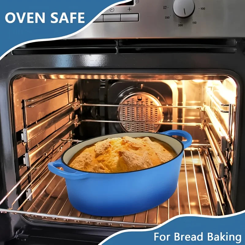 usEnameled Dutch Oven Pot with Lid, Enameled Cast Iron Dutch Oven Pot with Lid, Cast Iron Dutch Oven with Dual Handles for Bread Baking, Non-Stick Enamel Coated Heavy Duty Cookware, Easy to Clean, Heat Retentiond