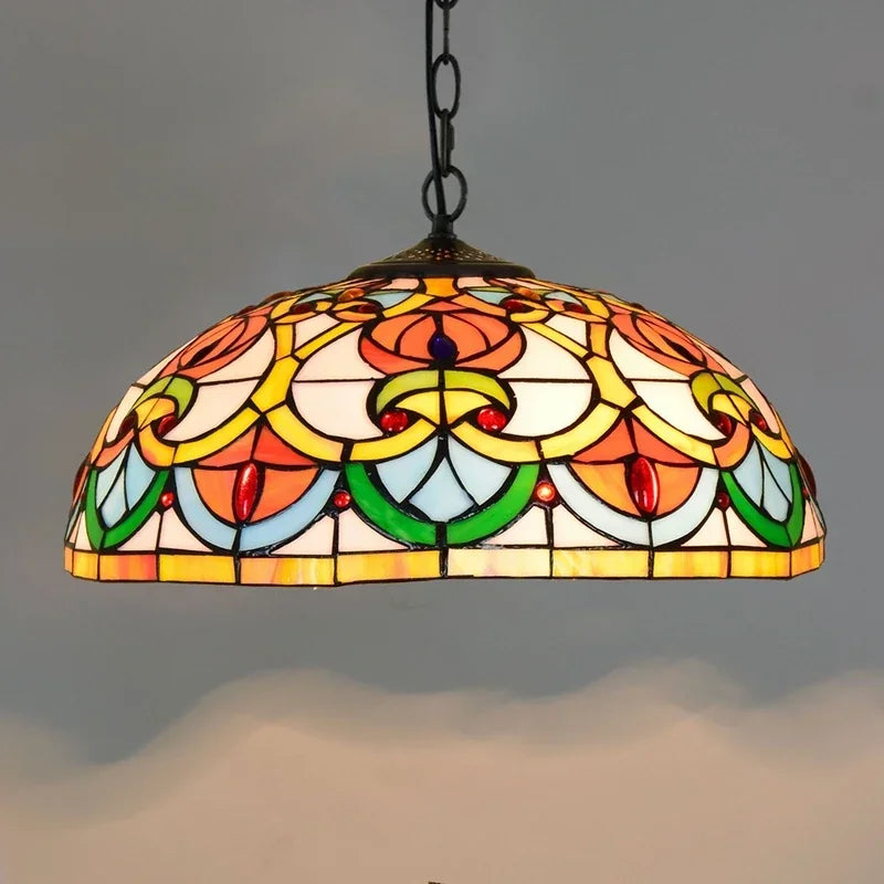 European Retro Colorful Glass Chandelier Bar Restaurant Creative Rural Bedroom Porch Balcony Mediterranean Light Fixture