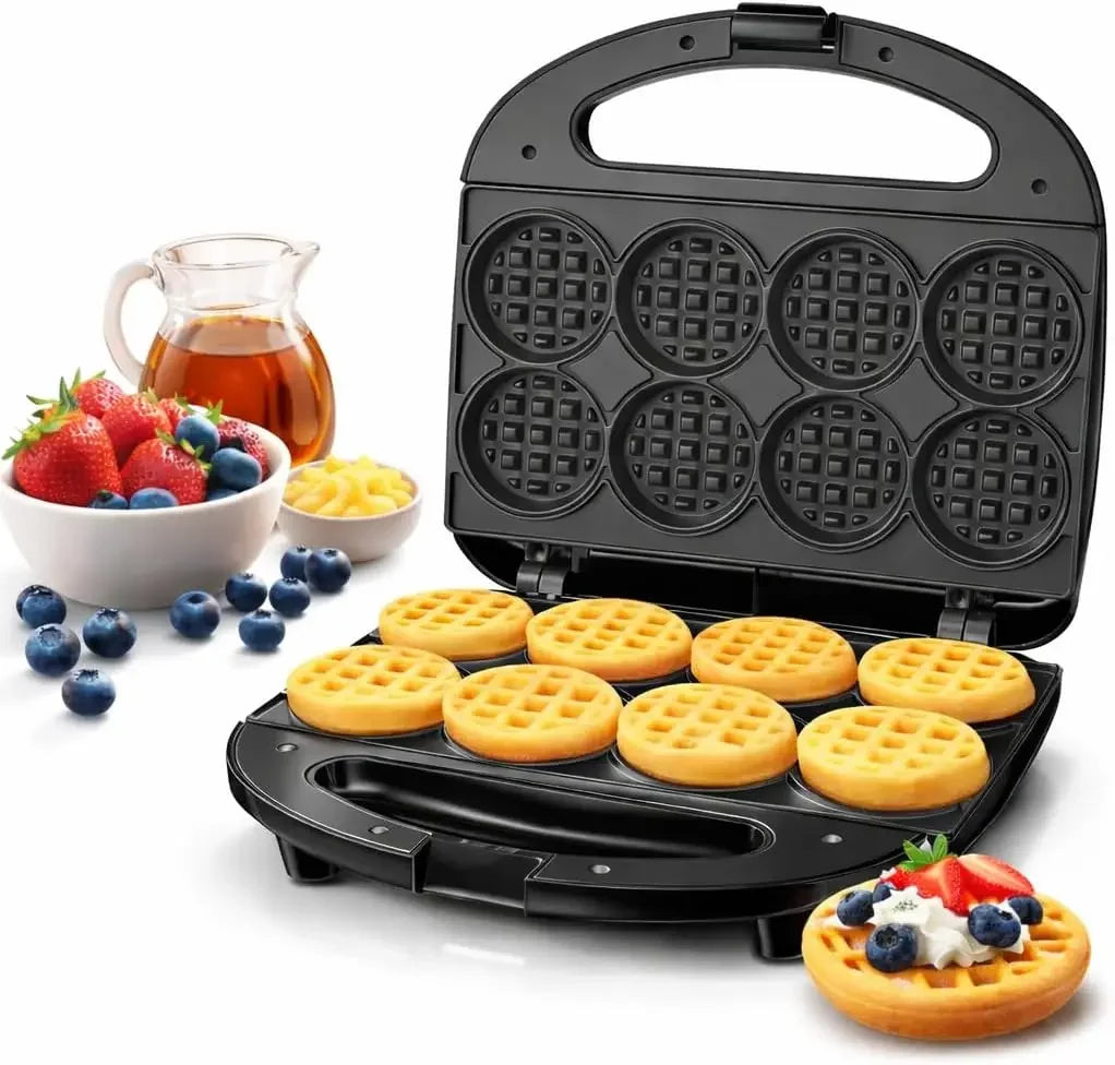 Home portable mini waffle maker, capable of making 8 mini waffles, small waffle baking tray