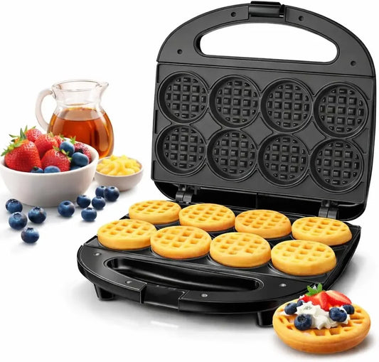 Home portable mini waffle maker, capable of making 8 mini waffles, small waffle baking tray