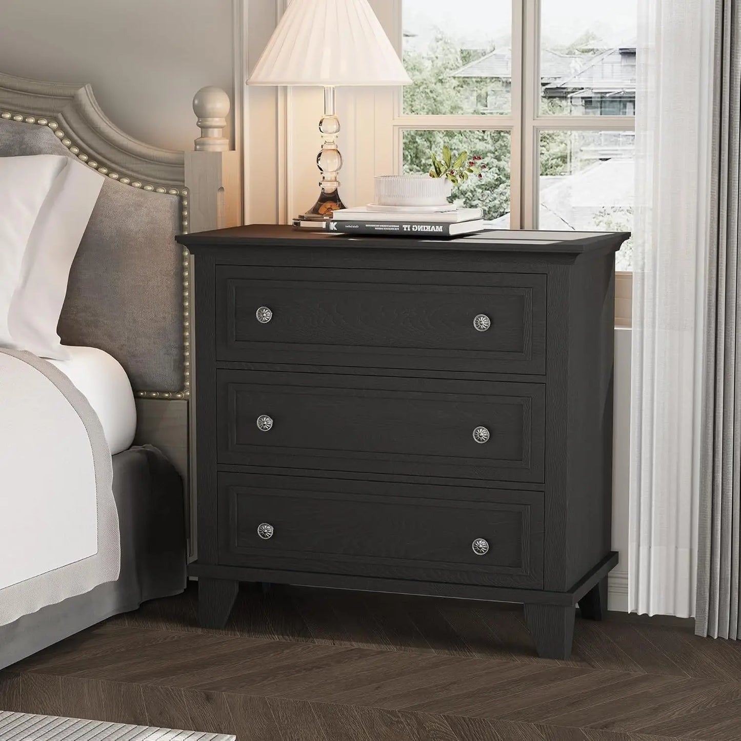 HiMISS Dresser Modern Wooden Storage Chest With Metal Handles