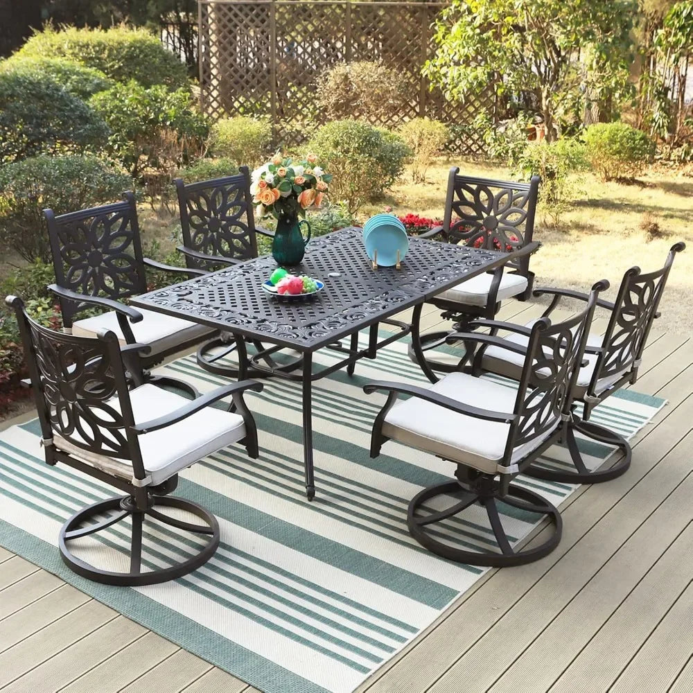 Outdoor Rectangular Cast Aluminium Dining Table For Patio