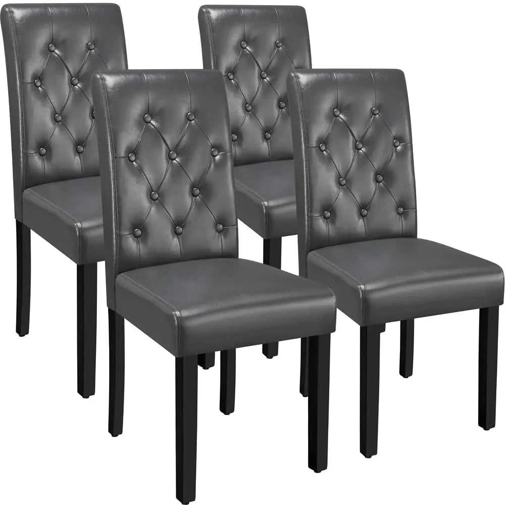 Dining Chairs Set of 4 Modern Style Faux Leather Dining Room Chairs with Solid Wood Legs and Button Tufted Padded, Customized