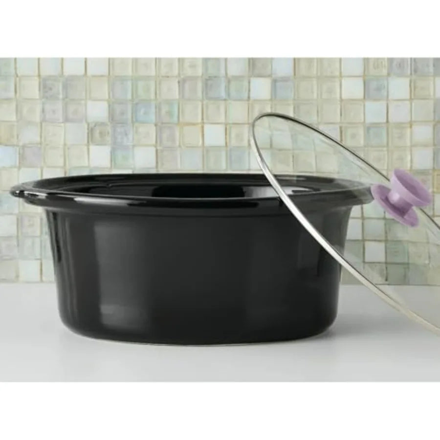 Oval Slow Cooker With Removable Stoneware Crock Glass Lid Three Heat Settings