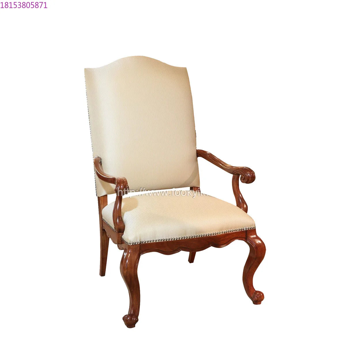 Retro European Style Upholstered Leisure Chair With Wood Frame