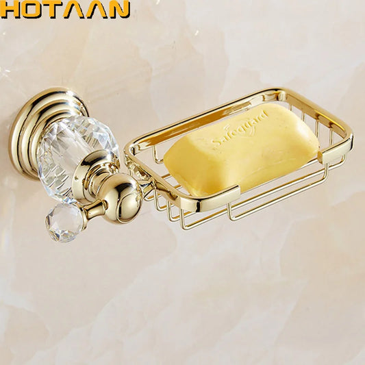 HOTAAN Crystal Brass Soap Dish Holder for Bathroom