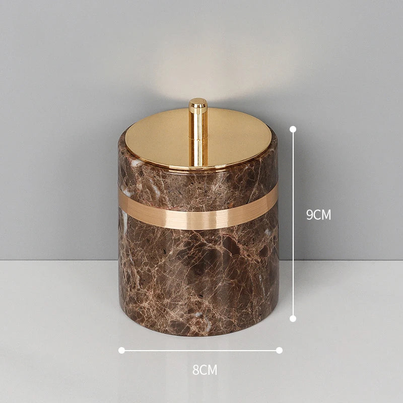 Emperador Dark Natural Marble Bathroom Set Luxury Stone Toothbrush Holder Tooth Mug Soap Dispenser Bathroom Accessories