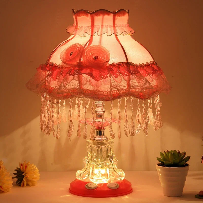 Nordic Retro Pink Table Lamps for Children's Bedroom Bedside Lamp Princess Room Decor Red Desk Lamp