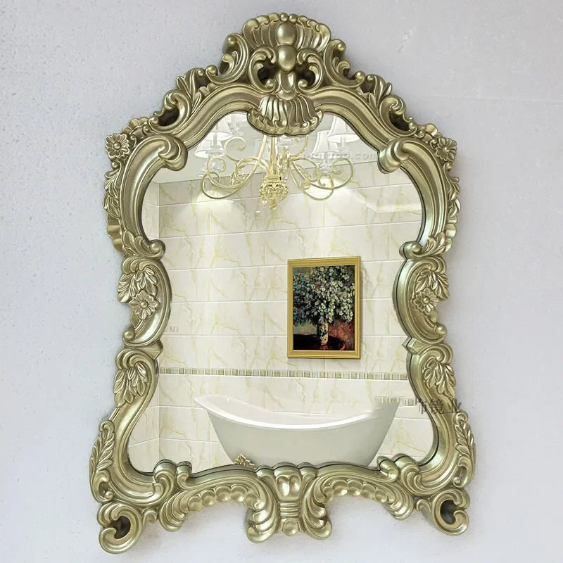 European Style Wall Mounted Bathroom Mirror With Waterproof Decorative Frame