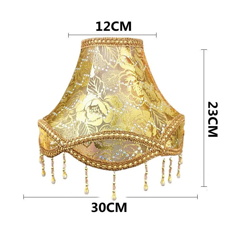 Vintage Floral Lampshade With Bead Trim For Nordic Home Decor