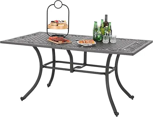 Outdoor Rectangular Cast Aluminium Dining Table For Patio