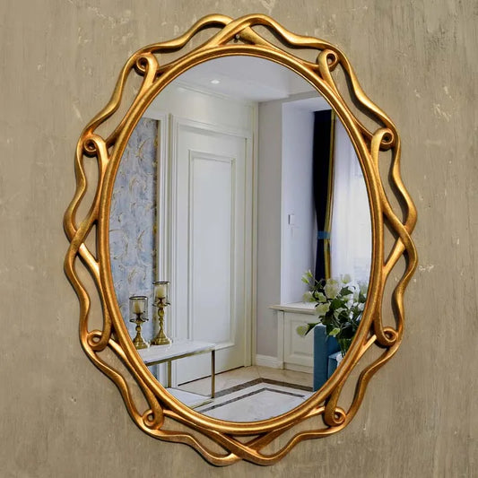 Oval Copper Wall Mirror, European American Style, Waterproof