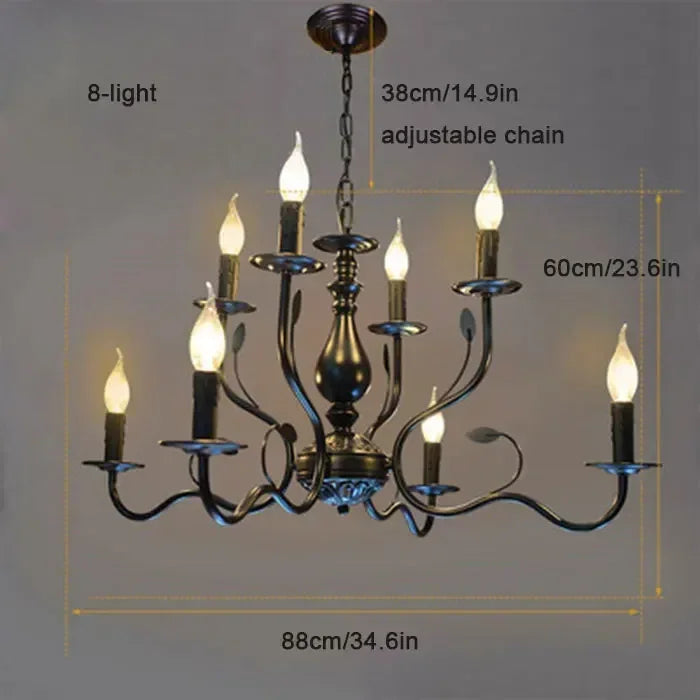 Enerlord French Candle Chandelier Iron Industrial Lustres