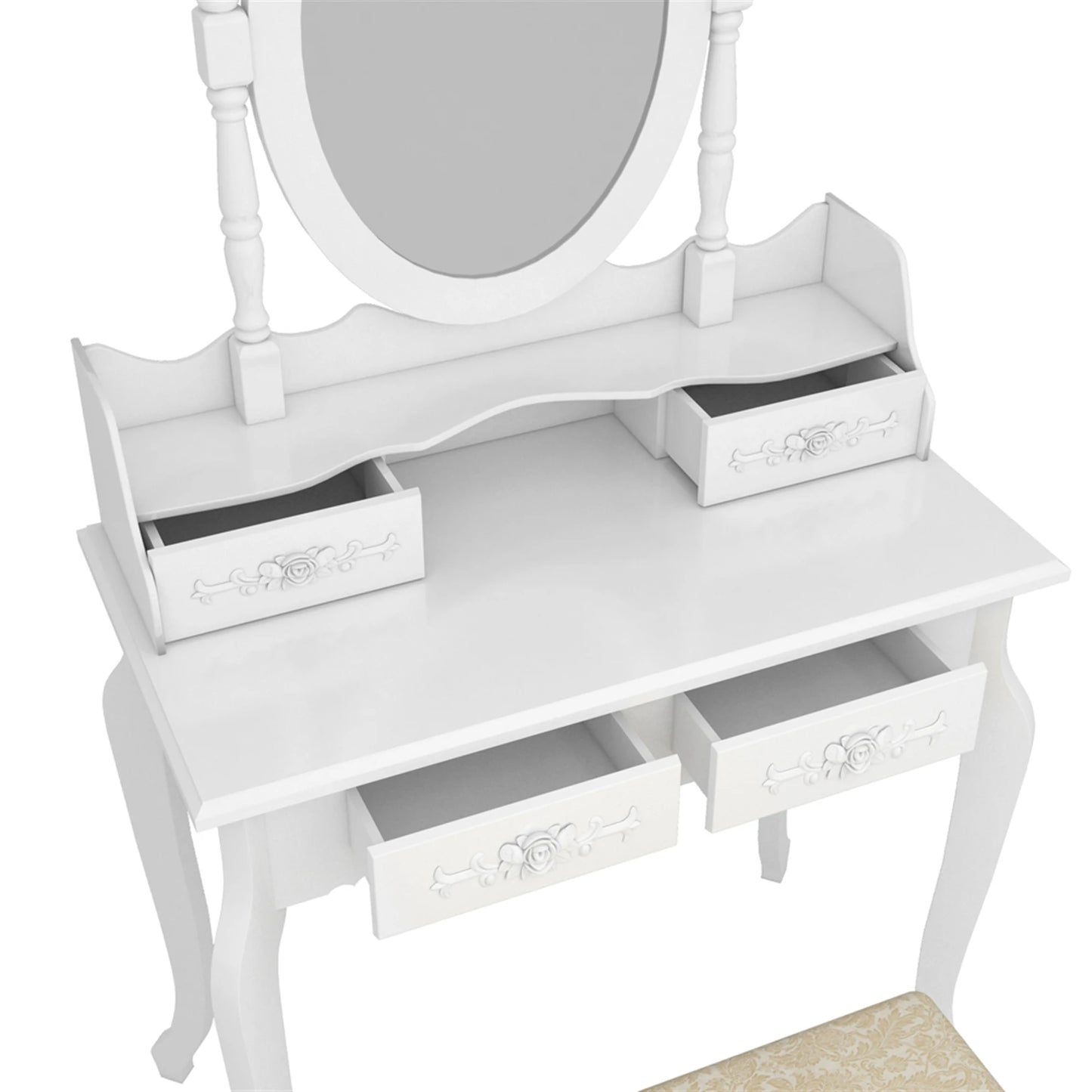Modern 4-Drawer Dresser With 360-Degree Rotating Mirror