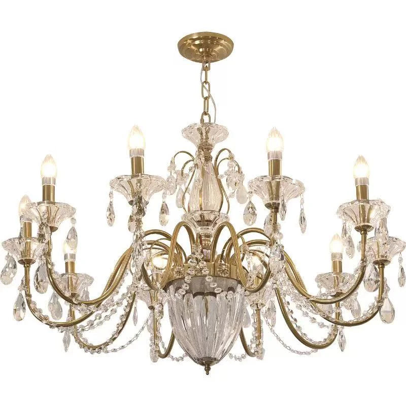 American Luxury Style Candle E14 Chandelier French Royal Living Room Led Pendant Lights Home Decor K9 Crystals Suspend Lamp