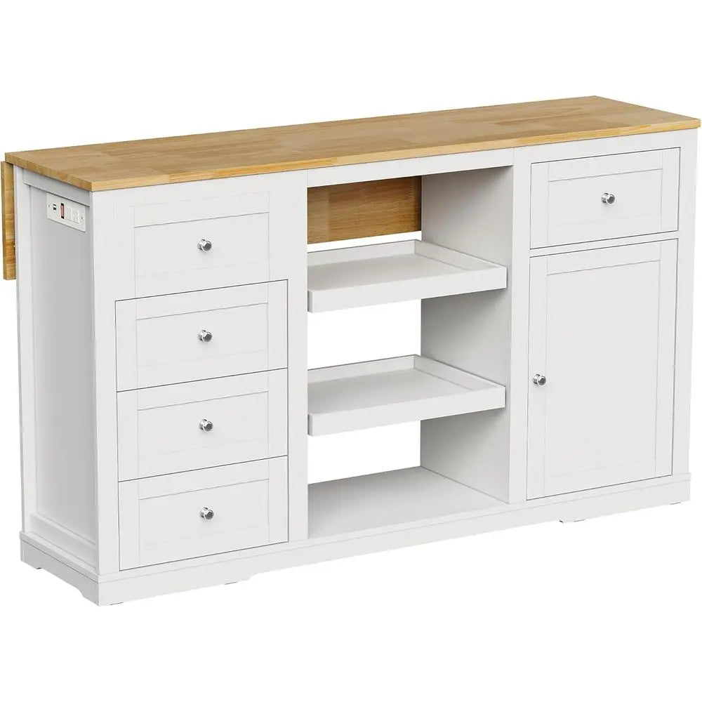 Kitchen Island With Storage And Drop Leaf Wood Top