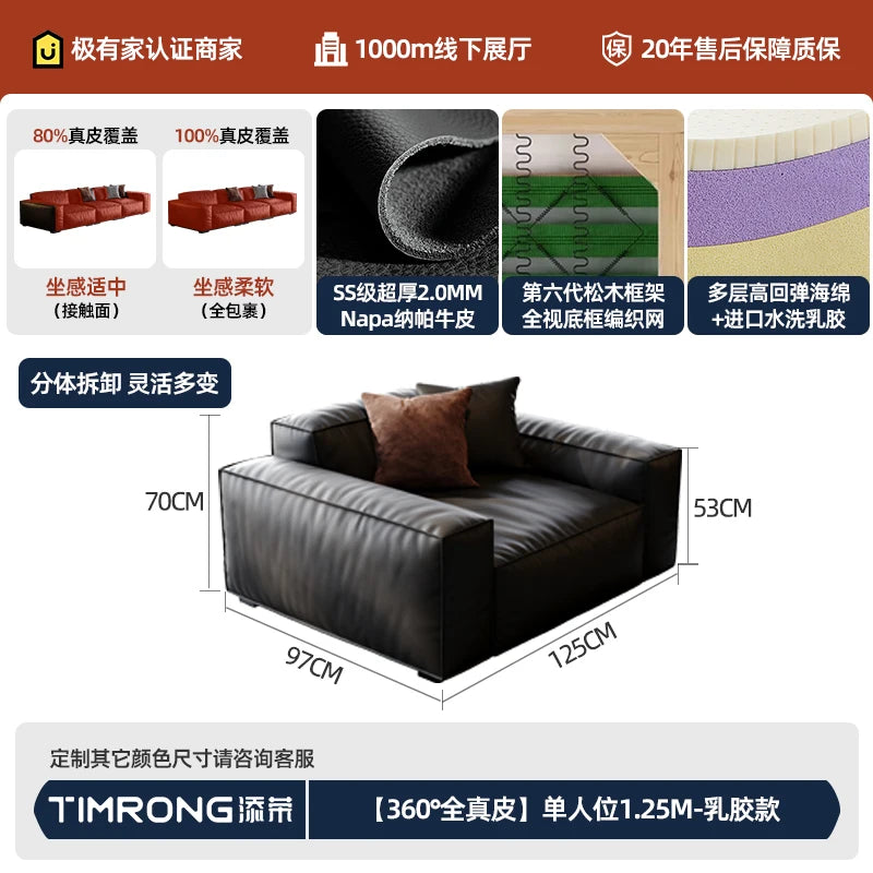MDNG Genuine Leather Italian Style Sectional Sofa Family Living Room