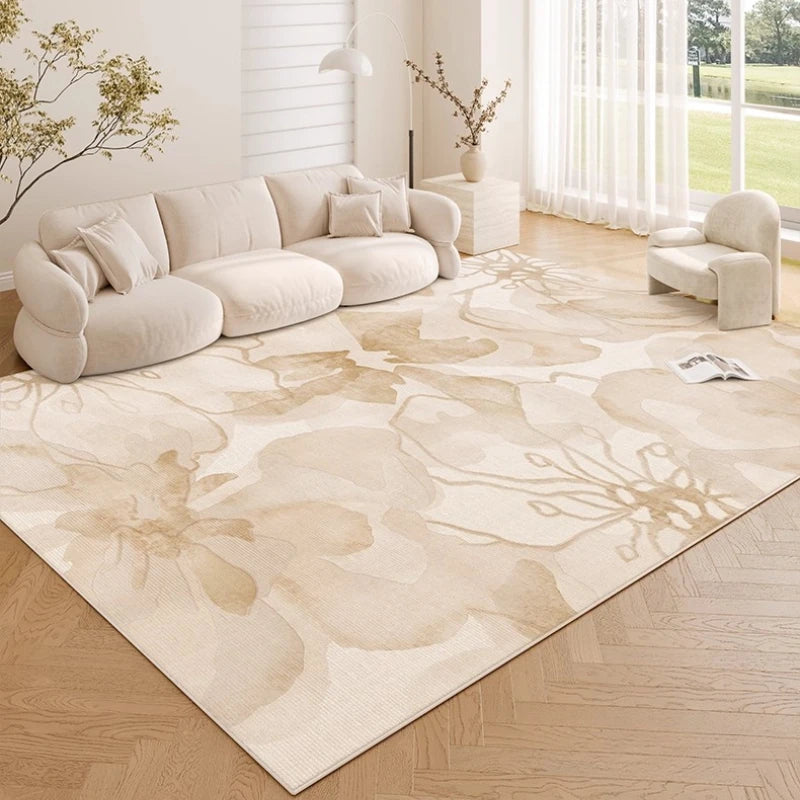 Maillard Style Carpets for Living Room Light Luxury Bedroom Decor Carpet Fluffy Soft French Floral Rug Home Thicken Plush Mat