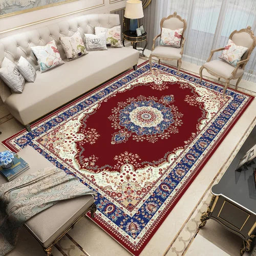 Geometric Persian Style Area Rug For Living Room And Bedroom Polyester Carpet