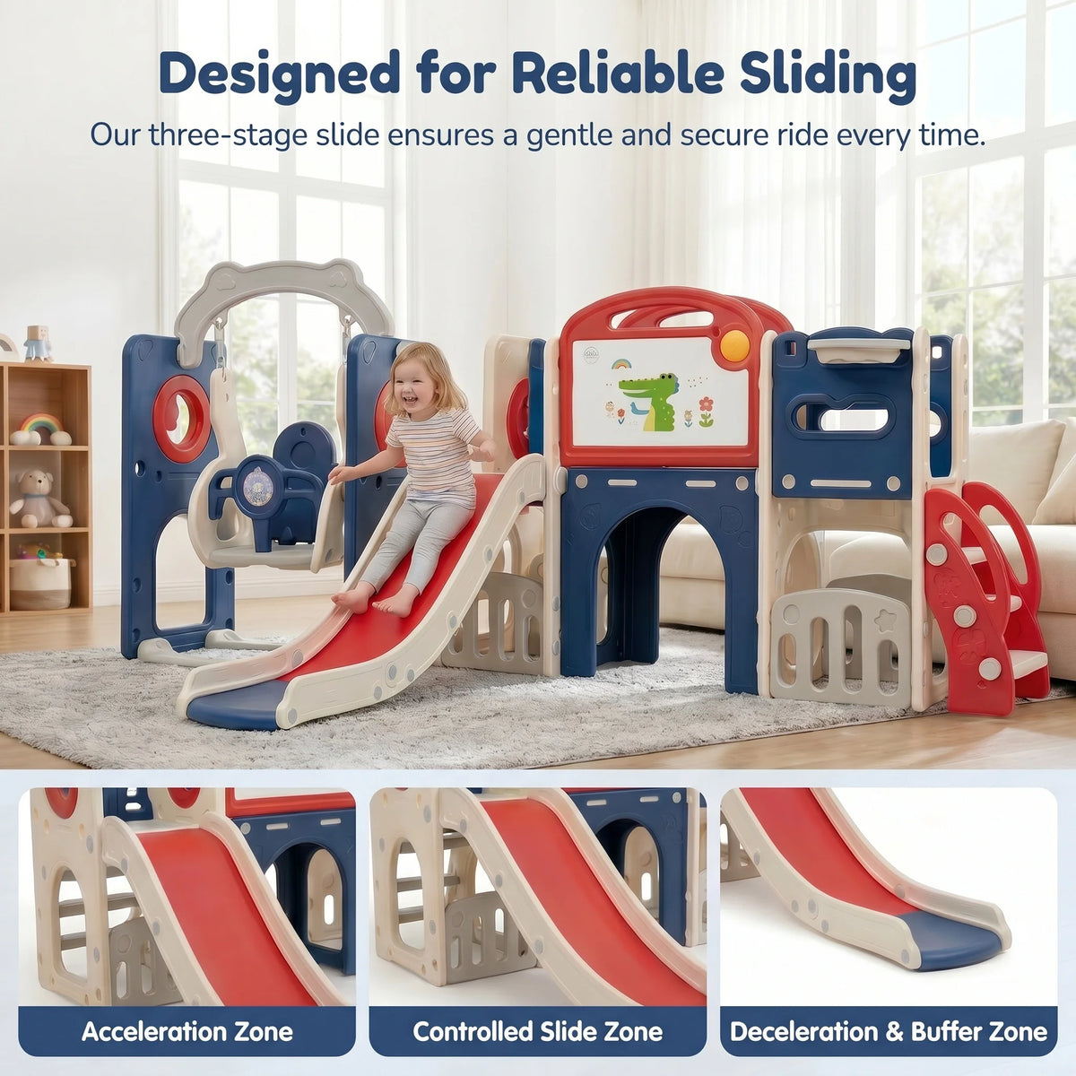 Kids Castle Playset With Slide Swing And Basketball Hoop