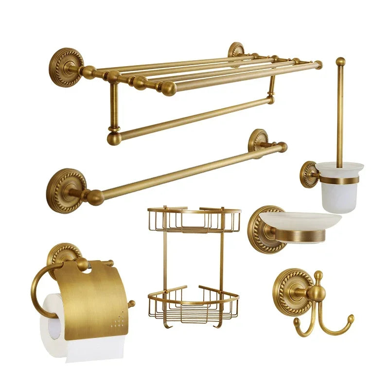 Brass Bath Accessories Set Towel Bar Towel Ring Paper Holder