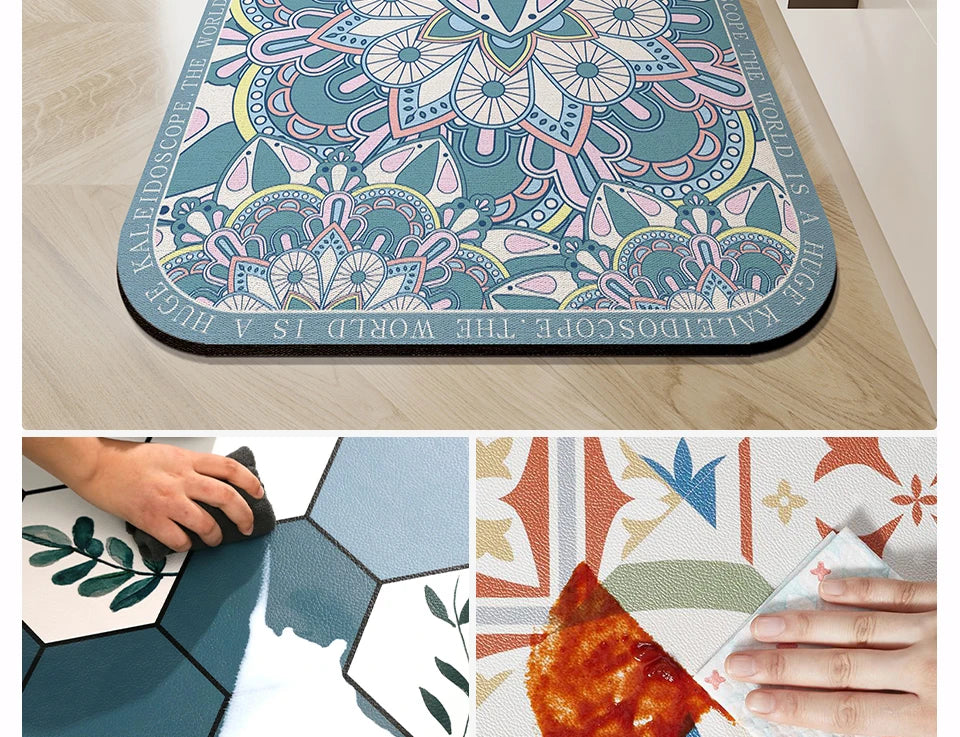Facaishu Kitchen Floor Mat Waterproof Non Slip Oil Proof Rug