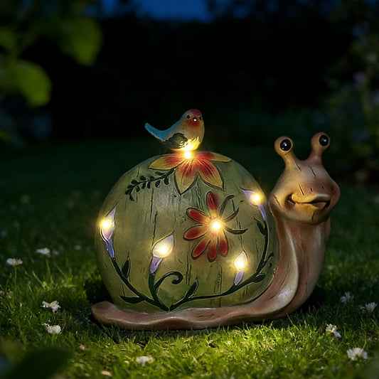 Solar Powered Garden Snail Statue Outdoor Decor For Courtyard Patio