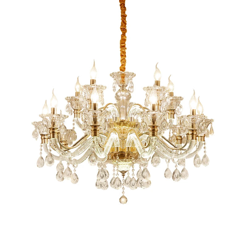Hot European Style Villa Duplex Living Room Candle Crystal Chandelier Fashion Hotel Lobby Lobby Project Simple Lighting Lighting
