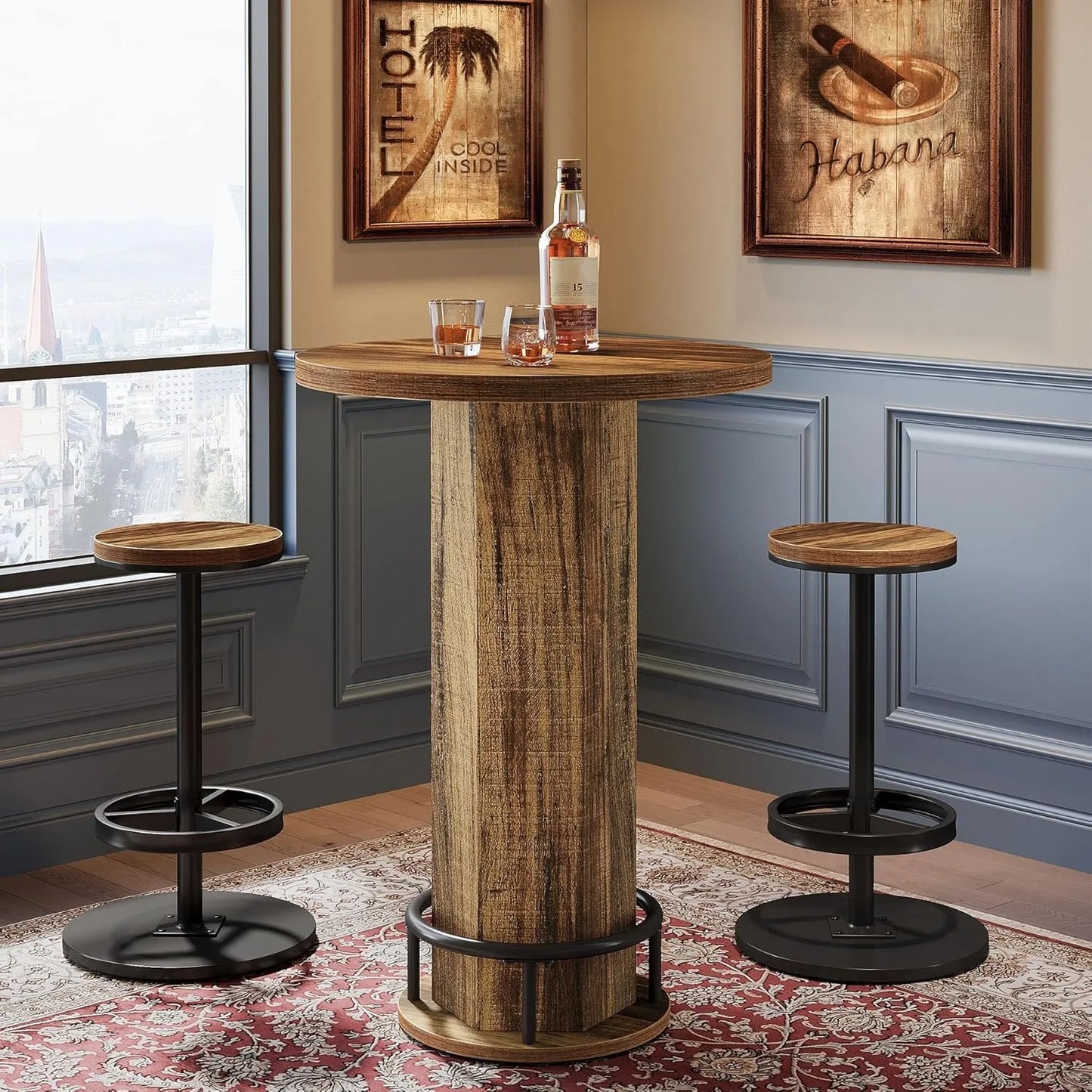Little Tree Round Bar Table With Chairs Industrial Pub Set