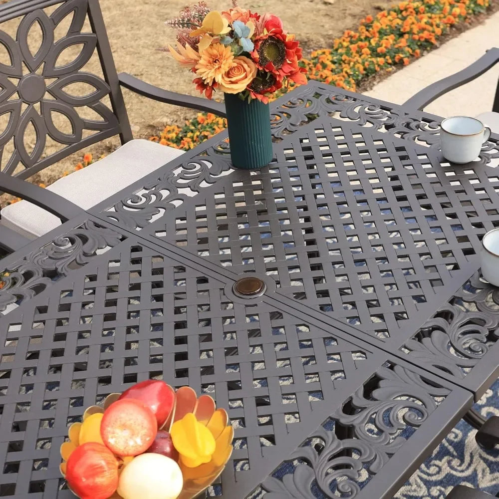 Outdoor Rectangular Cast Aluminium Dining Table For Patio