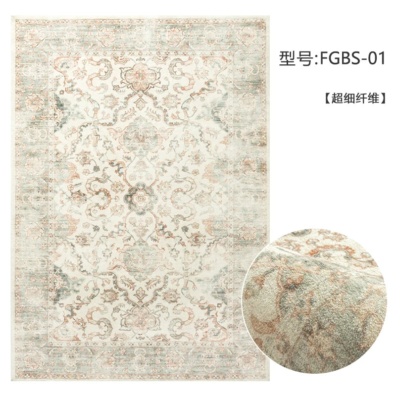 American Retro Plush Living Room Rug Soft Bedroom Carpet Washable