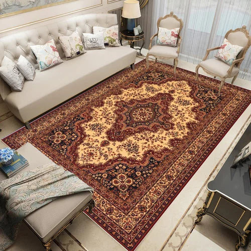 Geometric Persian Style Area Rug For Living Room And Bedroom Polyester Carpet