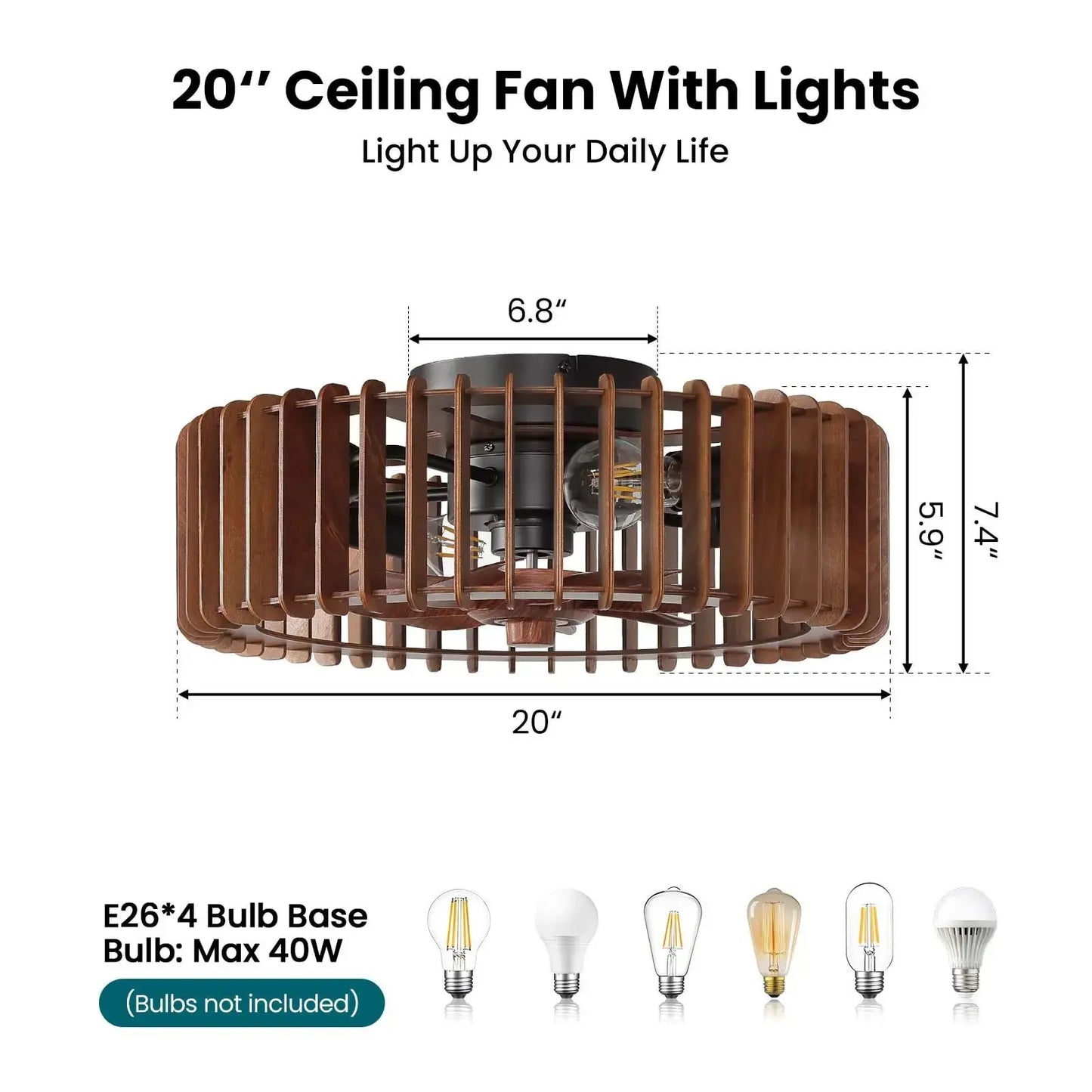 Scandinavian Ceiling Fan Pendant Light Wooden Pumpkin Design