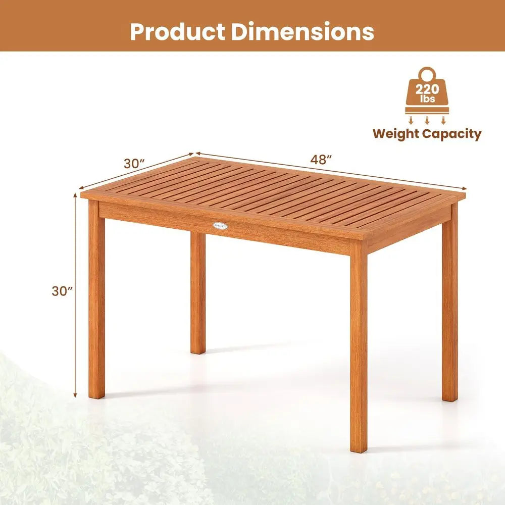 Solid Wood Outdoor Dining Table For Patio Entertaining