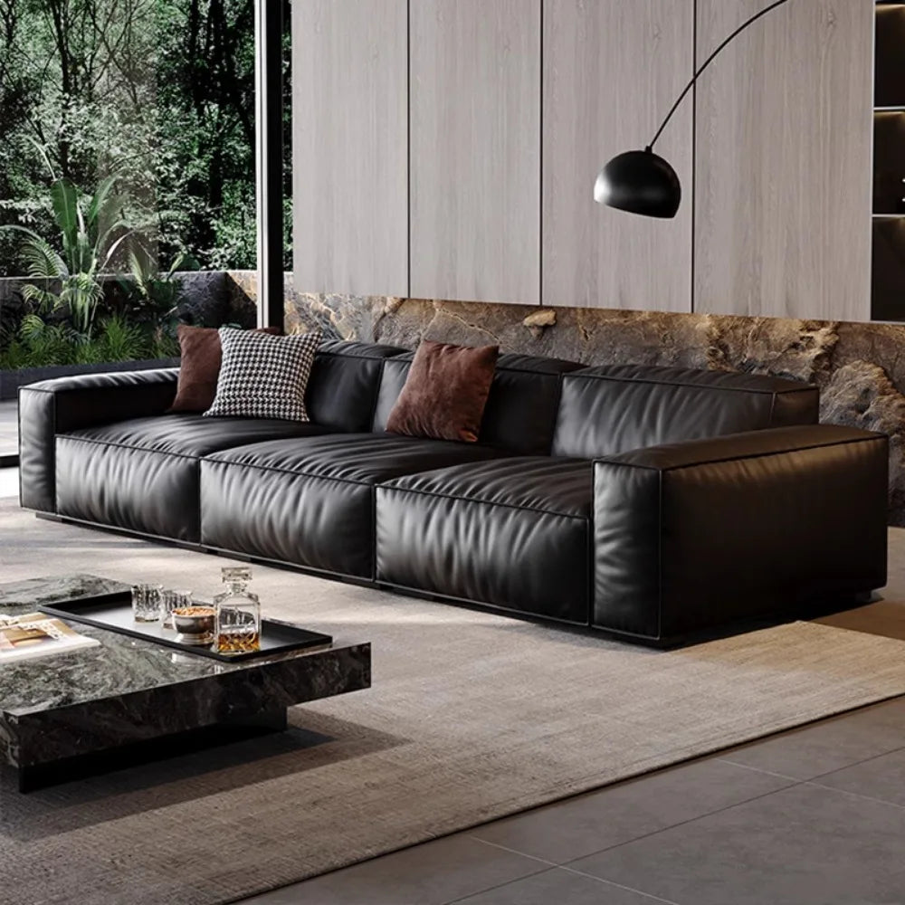 MDNG Genuine Leather Italian Style Sectional Sofa Family Living Room