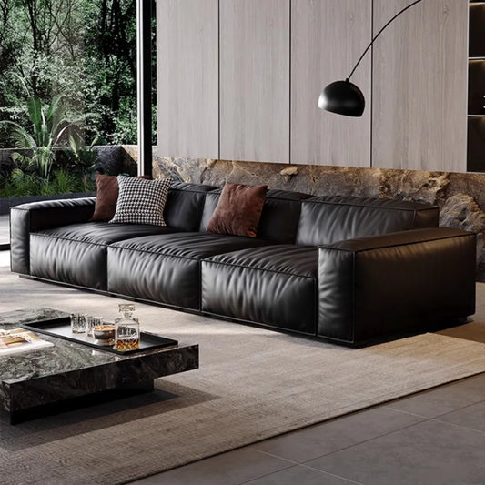MDNG Genuine Leather Italian Style Sectional Sofa Family Living Room