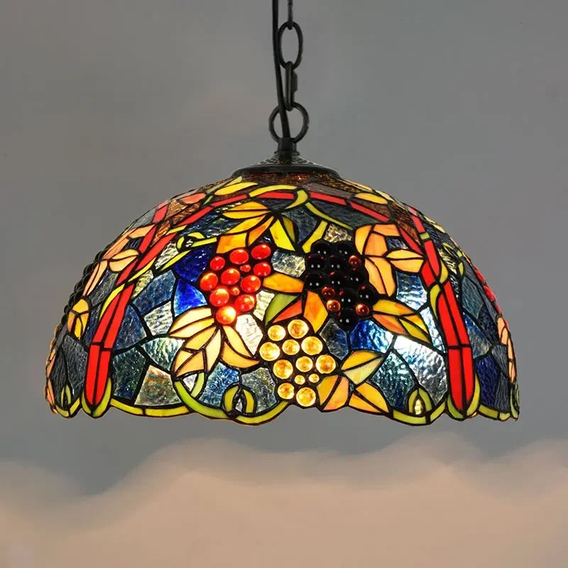 European Retro Colorful Glass Chandelier Bar Restaurant Creative Rural Bedroom Porch Balcony Mediterranean Light Fixture