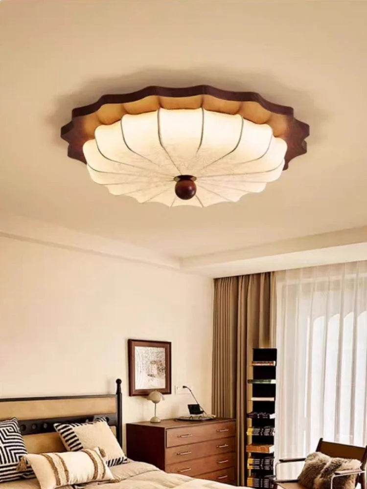 Bedroom Lights, Ceiling Lights, High-End Sense, Antique Style, Vintage Walnut Fabric, Nanyang Style Room Lighting Fixtures