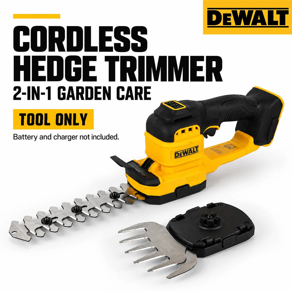 DEWALT DCMHT520N Cordless Hedge Trimmer 18V, 2-in-1 Garden Care Tool with Interchangeable Blades, Bare Tool Only