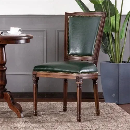 DUTRIEUX Rustic Wooden Armrest Dining Chairs Leather European Design