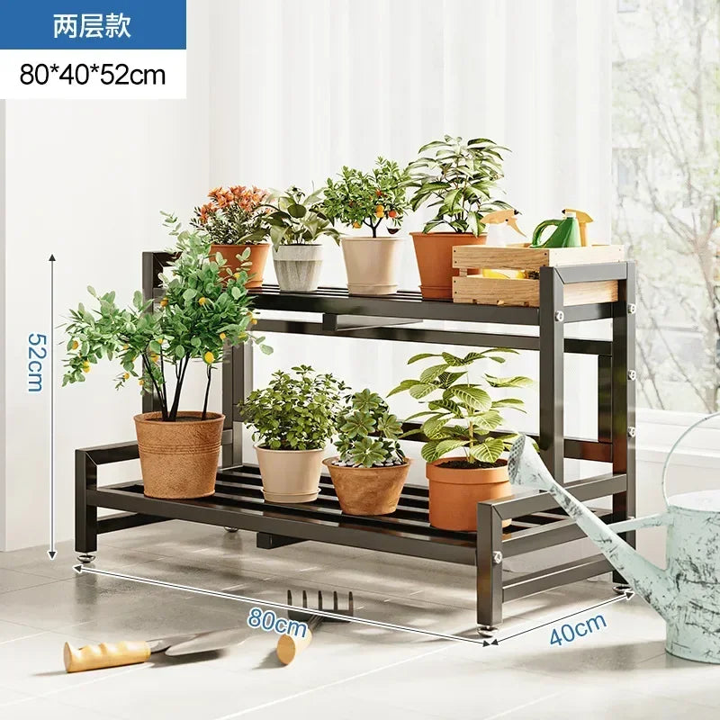 Tiered Display Plant Rack Shelf Universal Outdoor Metal Square Plant Rack Shelf Luxury Black Plantenrek Balcony Furniture