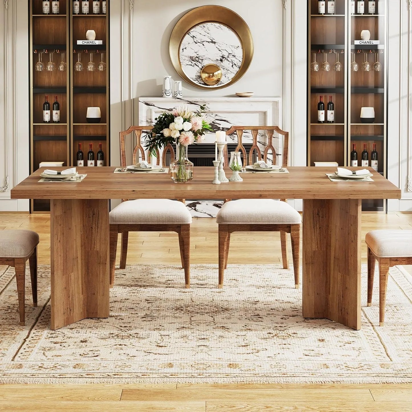 LITTLE TREE Farmhouse Dining Table For Kitchen And Dining Room