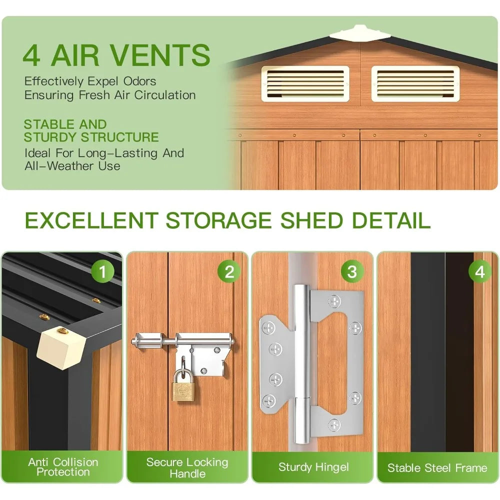 Outdoor Metal Storage Shed With Lock For Garden Utility