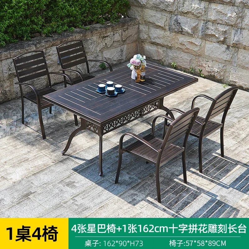 Outdoor Aluminum Alloy Patio Table And Chairs Set For Courtyards