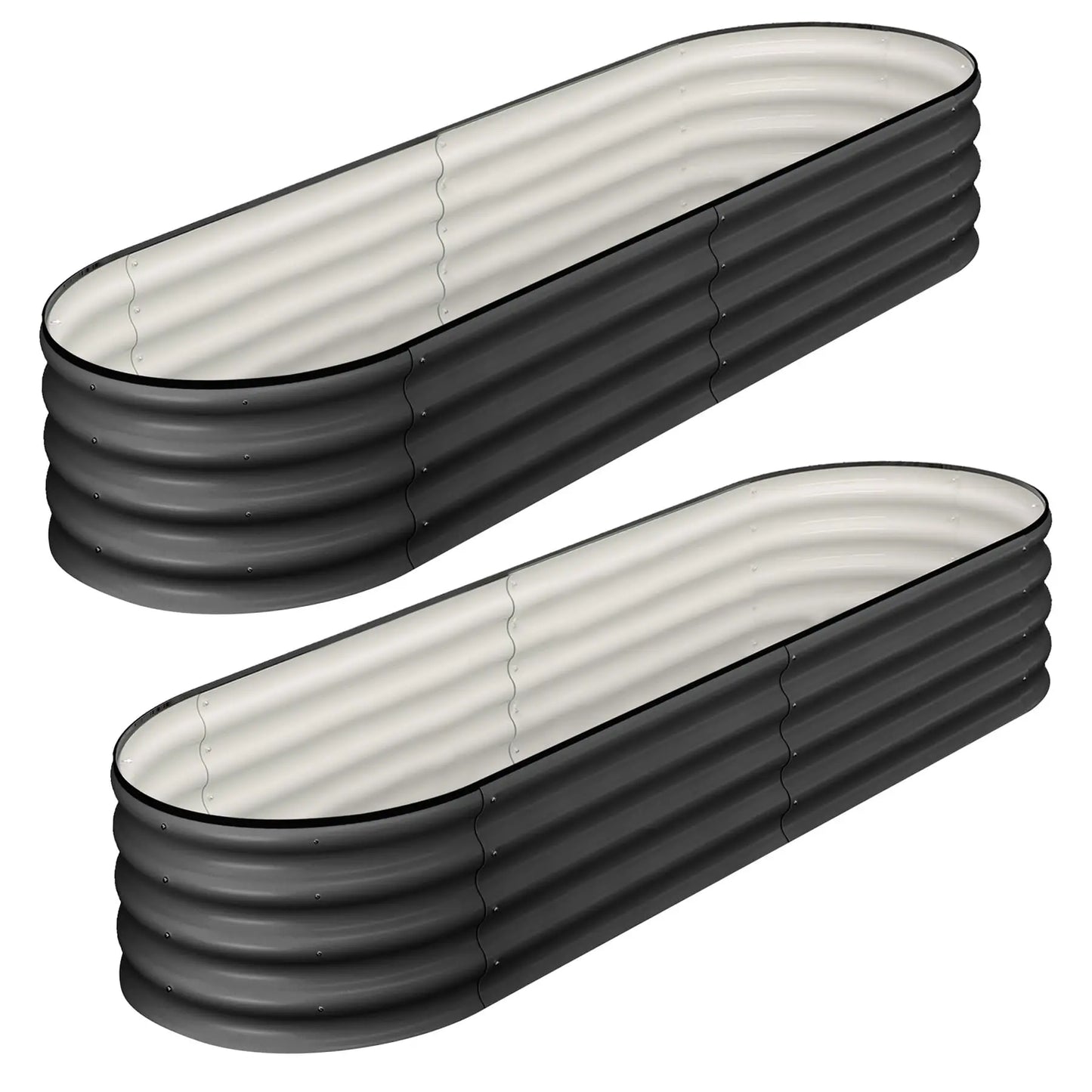 2 Pack 4.5x2x1FT Oval Raised Garden Bed, Galvanized Metal Planter Box, Open Bottom For Vegetables Flowers Outdoor