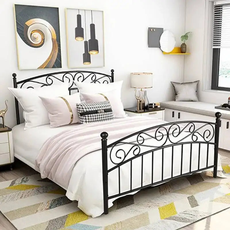 Elegant Simple Metal Bed Frame for Bedroom Guest Room Bedstead Modern Nordic Iron Mattress Pallet 1/1.5m Home Durable Bed Bases