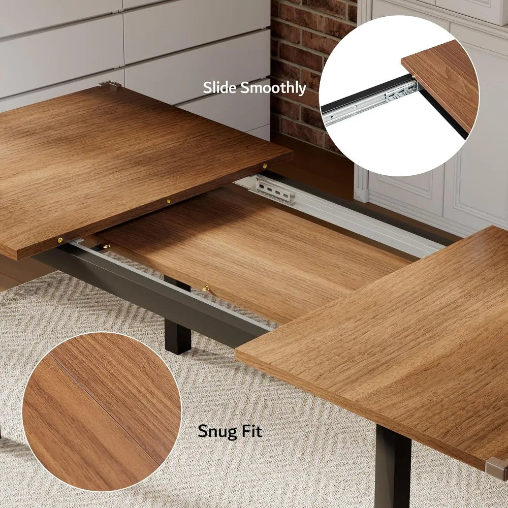 Best Selling 7 Piece Dining Table Set with 6 Chairs Extendable Kitchen Table for 4-6 Solid Metal Frame MDF Board for Small